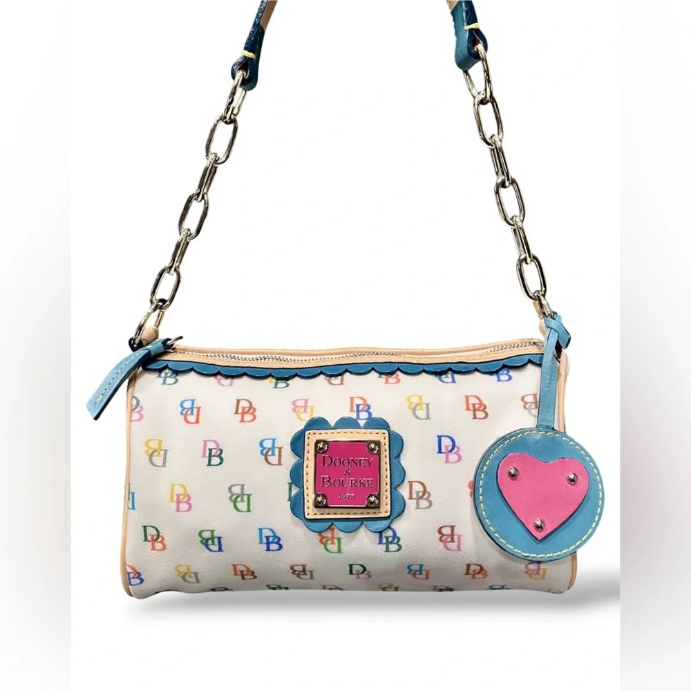 DOONEY & BOURKE VINTAGE Y2K MULTICOLOR RAINBOW MONOGRAM BARREL SHOULDER BAG - Picture 1 of 11